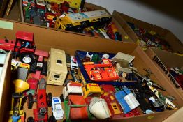 A QUANTITY OF UNBOXED AND ASSORTED PLAYWORN DIECAST VEHICLES, to include Matchbox ERF Tanker, No