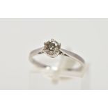 A MODERN 18CT WHITE GOLD DIAMOND SINGLE STONE RING, a modern round brilliant cut diamond claw set,