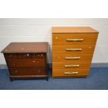 A STAG MINSTREL CHEST OF THREE OVER TWO LONG DRAWERS, width 82cm x depth 47cm x height 71cm along