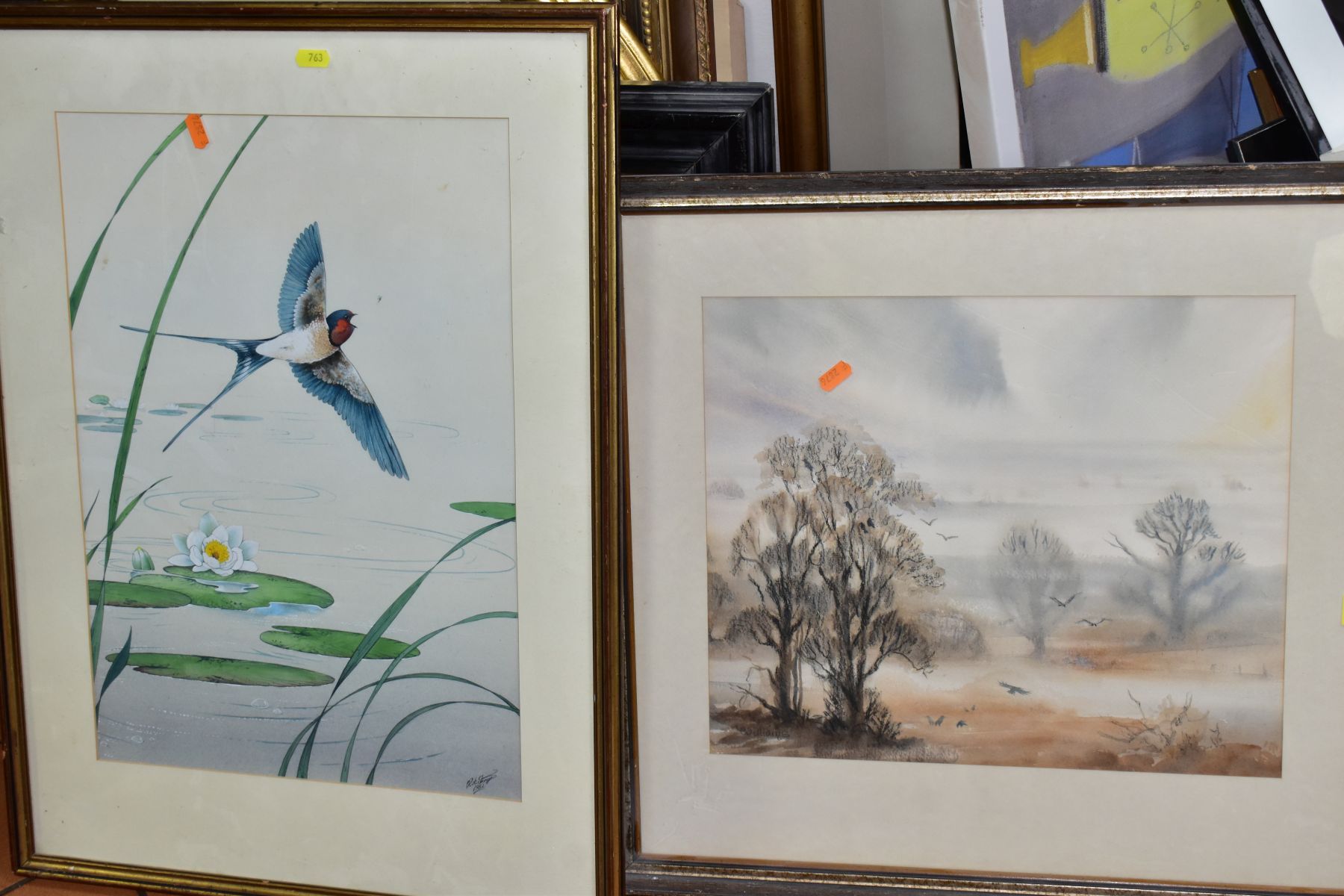 PAINTINGS AND PRINTS etc, to include a watercolour of a Swallow by Raymond Stanger, framed, - Image 5 of 9