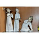 THREE LLADRO FIGURES OF CHILDREN IN NIGHT DRESSES, comprising 4868 'Girl with Candlestick' and