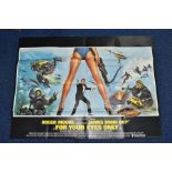 JAMES BOND FOR YOUR EYES ONLY, British Quad film poster, printed in England by Lonsdale &