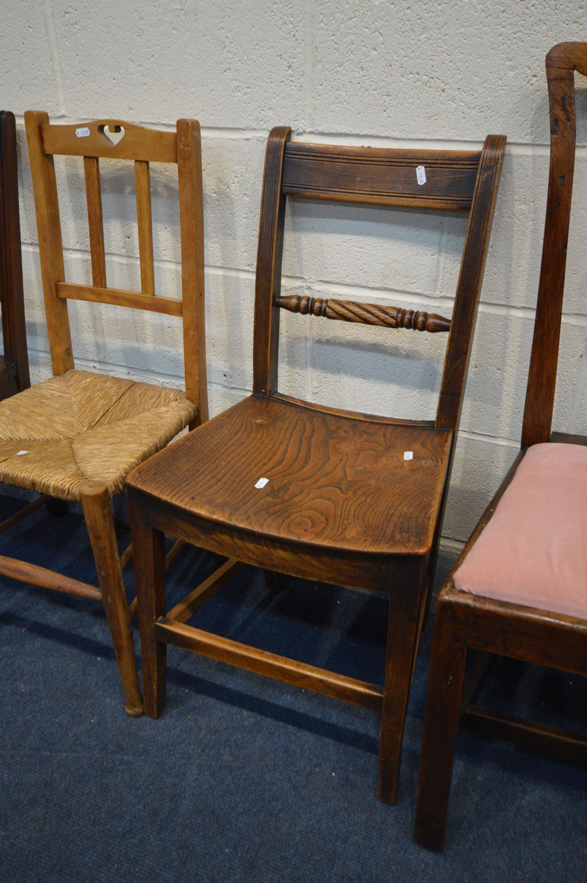 EIGHT VARIOUS PERIOD CHAIRS OF VARIOUS AGES AND MATERIALS, to include an Edwardian elbow chair, - Image 4 of 5