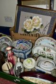 CERAMICS AND PICTURES, ETC, to include two Portmeirion Botanic Garden shallow dishes, largest