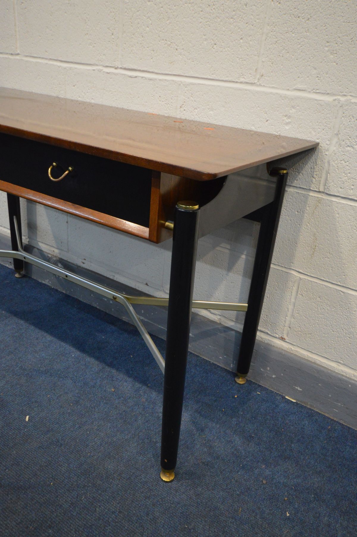 A G PLAN LIBRENZA AFROMOSIA TEAK SIDE TABLE, with two drawers, cylindrical legs united by a cross - Image 3 of 3