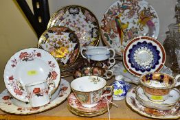 A GROUP OF ASSORTED ROYAL CROWN DERBY PLATES, CUPS, SAUCERS, etc, including five assorted 19th and