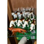 TWO SETS OF FOUR BESWICK FOXHOUNDS, first editions No 941 (x2) (one with reglued leg), No 942 (