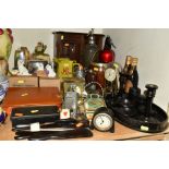 LOOSE SUNDRY ITEMS, ETC, to include an oak smokers cabinet, ebony dressing table set, vintage soda