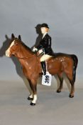 A BESWICK HUNTSWOMAN, No 1730, style two, brown horse, Beswick crest backstamp, height 21