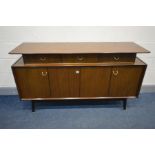 A G PLAN LIBRENZA AFROMOSIA TEAK SIDEBOARD with triple frieze drawers and double bi-fold cupboard