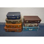 SEVEN VARIOUS VINTAGE SUITCASES