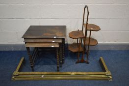 AN EARLY TO MID 20TH CENTURY MAHOGANY NEST OF THREE TABLES (Sd to finish) a double sided folding