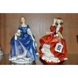 TWO ROYAL DOULTON PRETTY LADIES FIGURES, comprising Top O'the Hill HN4778 and 'Hilary' HN4996 (2) (