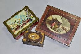 THREE TIN BOXES COMPRISING A LYONS TEA EXAMPLE WITH PERPETUAL CALENDER TO THE FRONT, McVitie & Price