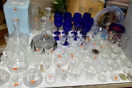 VARIOUS CUT AND COLOLURED GLASSWARES, to include a boxed Sophie Conran for Portmerion decanter,