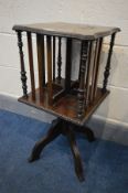 AN SMALL EDWARDIAN MAHOGANY REVOLVING BOOKCASE, 35cm squared x height 71cm