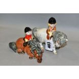 TWO JOHN BESWICK NORMAN THELWELL FIGURE GROUPS, 'An Angel on Horseback', grey pony No 2704A and '