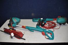 TWO BOSCH ART23 COMBITRIM STRIMMERS both with line Strim and fixed cutting line attachments ( both