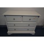 A NEXT CREAM FINISH CHEST OF TWO OVER TWO LONG DRAWERS, width 120cm x depth 48cm x height 93cm