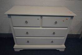 A NEXT CREAM FINISH CHEST OF TWO OVER TWO LONG DRAWERS, width 120cm x depth 48cm x height 93cm