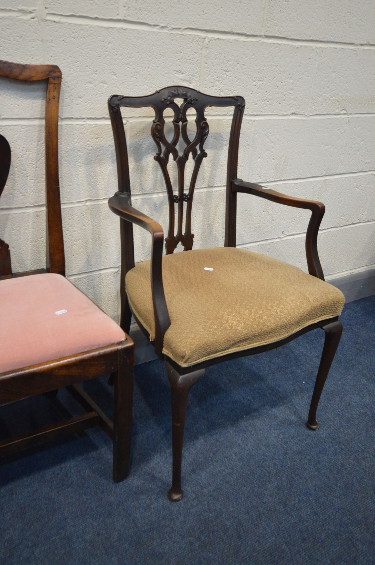 EIGHT VARIOUS PERIOD CHAIRS OF VARIOUS AGES AND MATERIALS, to include an Edwardian elbow chair, - Image 3 of 5