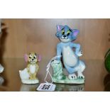 WADE TOM AND JERRY, style one, length of Tom 9cm (2) (Condition:- Jerry has glaze missing back of