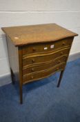 AN EARLY TO MID 20TH CENTURY OAK FOUR DRAWER CUTLERY CABINET, on square tapering legs, width 60cm