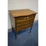 AN EARLY TO MID 20TH CENTURY OAK FOUR DRAWER CUTLERY CABINET, on square tapering legs, width 60cm