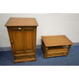 AN ERCOL GOLDEN DAWN HI FI CABINET, with a single drawer, width 56cm x depth 49cm x height 97cm