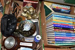 THREE BOXES AND LOOSE BOOKS, PICTURES, MISCELLANEOUS ITEMS, ETC, to include Haynes Motoring books,