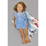 A CHAD VALLEY PRINCESS ELIZABETH DOLL, pressed felt head, painted features, blue glass eyes,