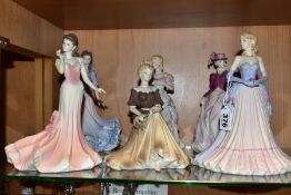 SIX COALPORT BISQUE AGE OF ELEGANCE LADY FIGURES, comprising 'Sweet Surprise Figurine of the Year