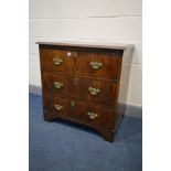 A GEORGIAN AND LATER MAHOGANY, CROSSBANDED AND INLAID CHEST OF THREE LONG DRAWERS, rosewood drawer