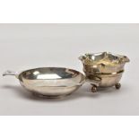 TWO SILVER BONBON DISHES, the first a George V dish, of a plain polished circular form, double