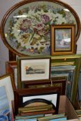 PAINTINGS AND PRINTS etc to include three cottage garden oils on canvas, signed Doreen Gosling,