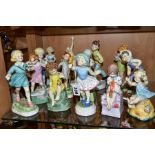 FOURTEEN ROYAL WORCESTER CHILD'S BLESSING BOY AND GIRL DAYS OF THE WEEK FIGURES, comprising Monday