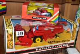 A BOXED BRITAINS MASSEY FERGUSON 760 COMBINE HARVESTER, No. 9570, with a boxed Britains Seed