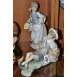 TWO LLADRO FIGURES, comprising no 4835 'Girl with Lamb', designed by Juan Huerta, issued 1972-