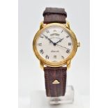 A GENTS AUTOMATIC MAURICE LACROIX WRISTWATCH, round champagne dial signed 'Maurice Lacroix', Roman