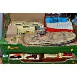 A QUANTITY OF ASSORTED TOYS, to include Tri-ang plastic clockwork 'Pretoria Castle' liner, with