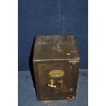 AN J.W.TIMMS WOMBOURN VINTAGE SAFE with one key width 36cm depth 36cm height 51cm ( very heavy)