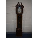 A MAHOGANY CHIMING LONGCASE CLOCK, marked to dial ECS Westminster, Germany, height 213cm (three