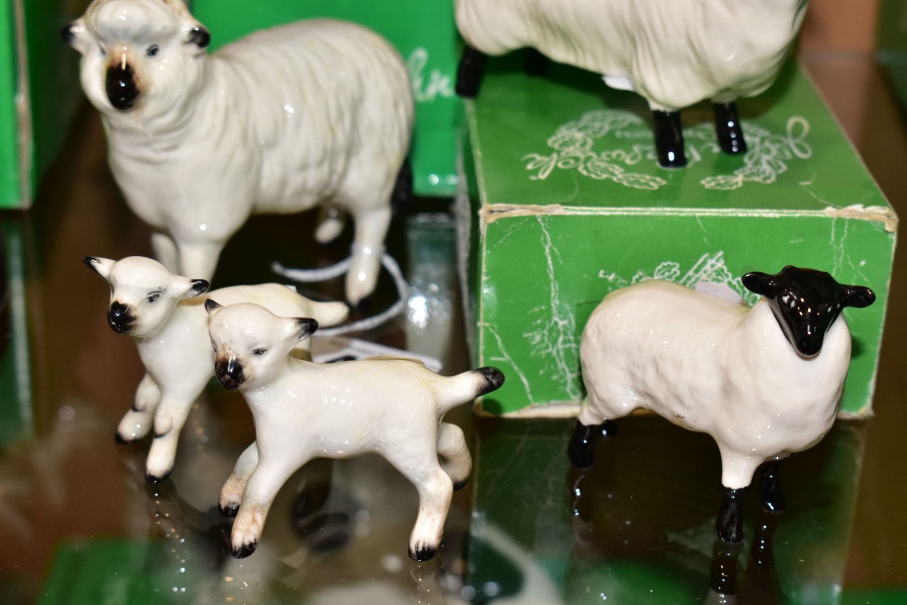 SIX BESWICK SHEEP, comprising sheep No 935, two lambs No 937 and 938, boxed Black Faced Sheep No - Image 2 of 5