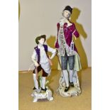 TWO 20TH CENTURY CONTINENTAL PORCELAIN FIGURES, comprising a Rudolstadt and Volkstedt Kammer
