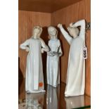 THREE LLADRO FIGURES OF CHILDREN WEARING NIGHT DRESSES, comprising Nos 4868 'Girl with Candle', 4870