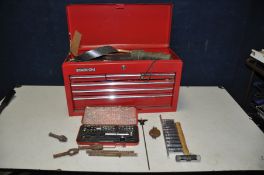 A STACK ON METAL MECHANICS CHEST containing various tools and hardware including long sockets , a