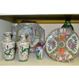 A SMALL GROUP OF FOUR PIECES OF CHINESE PORCELAIN AND TWO CLOISONNE VASES, comprising a pair of
