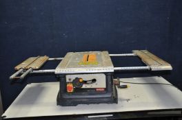 A RYOBI ETS1525SC TABLE SAW with one sliding and one static extension wings ( PAT pass and working)