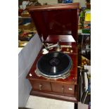 A WIND-UP GRAMOPHONE, supplied by Ryland Huntley of Bath, possibly a HMV model, fitted with an