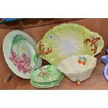 FOUR PIECES OF CARLTON WARE AND A SIMILAR UNMARKED SALAD DISH, the Carlton Ware comprising an